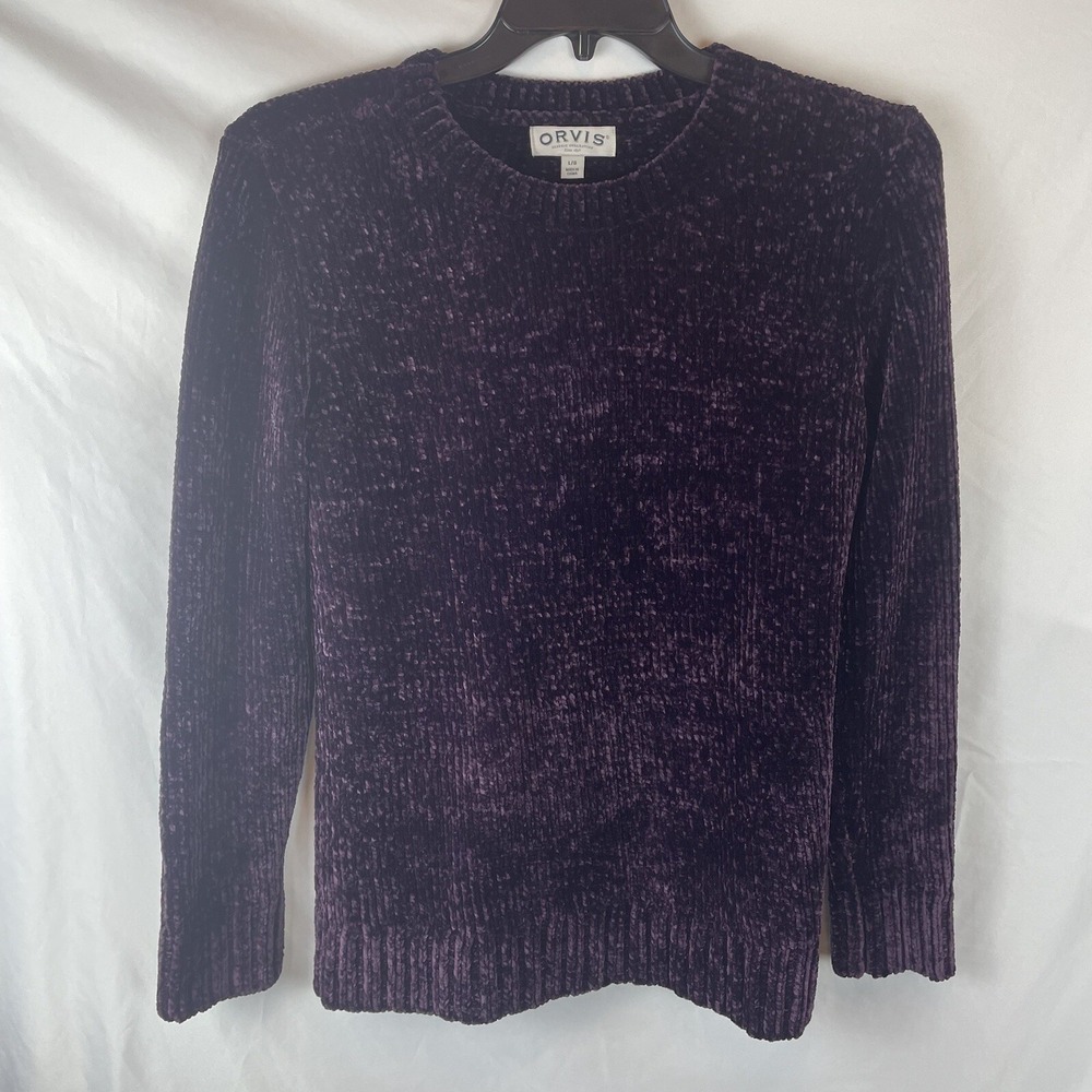 Orvis Mens Crew Neck Sweater L Purple Classic Collection Pullover Soft Cozy